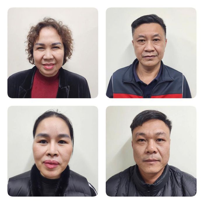 Các bị can Chu Thị Thành, Lê Thanh An, Nguyễn Thị Bích Liên và Chu Đức Mạnh. Ảnh: Bộ Công an