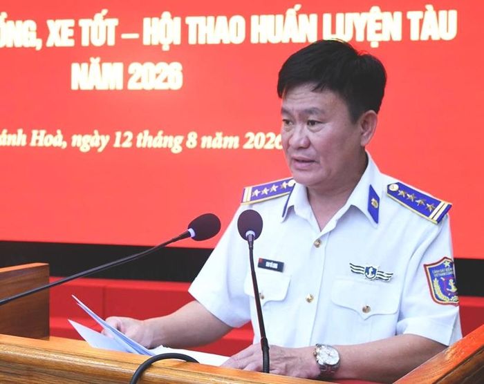  Đại tá Cao Vũ Long, Phó Tư lệnh, Tham mưu trưởng Bộ Tư lệnh Vùng Cảnh sát biển 3 phát biểu bế mạc Hội thi tàu, xuồng, xe tốt - Hội thao huấn luyện tàu năm 2026.