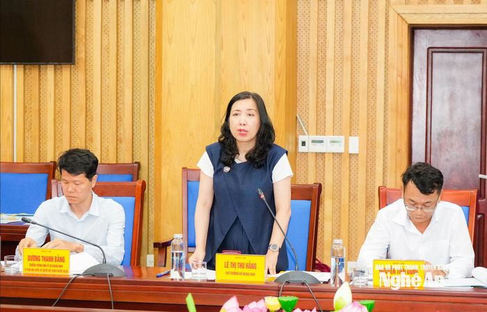 Thứ trưởng Bộ Ngoại giao Lê Thị Thu Hằng phát biểu tại cuộc làm việc. Ảnh: T.L