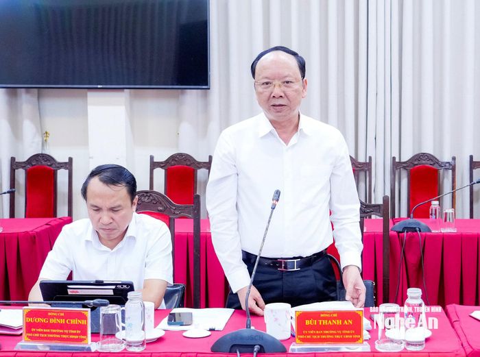Đồng chí Bùi Thanh An - Phó Chủ tịch Thường trực UBND tỉnh phát biểu. Ảnh: Phạm Bằng