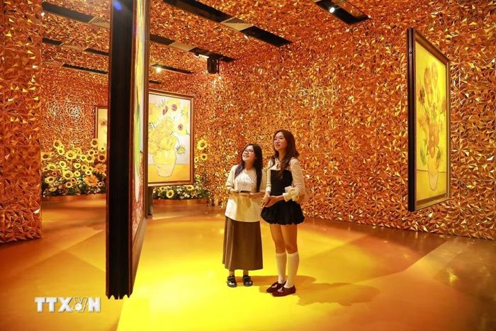 Triển lãm “Van Gogh Timeless - Van Gogh xuyên không” mang đến hành trình trải nghiệm đa giác quan. (Ảnh: Khánh Hòa/TTXVN) ​