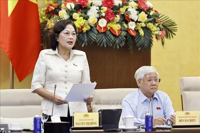 Phó Chủ tịch Quốc hội Nguyễn Thị Hồng phát biểu.