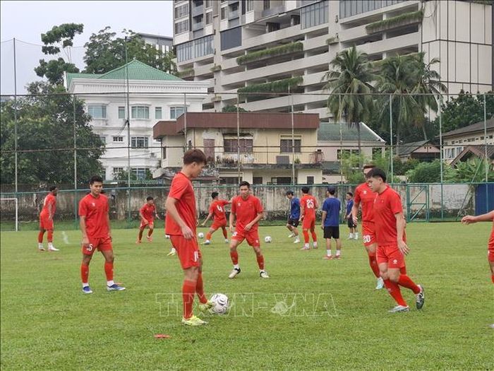 Buổi tập đầu tiên tại Malaysia của đội tuyển Việt Nam tại sân tập Kelab Aman. Ảnh: Bùi Hoàn/PV TTXVN tại Malaysia