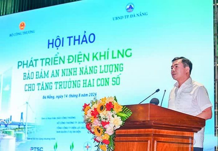 Thứ trưởng Bộ Công Thương Nguyễn Sinh Nhật Tân phát biểu tại hội thảo.