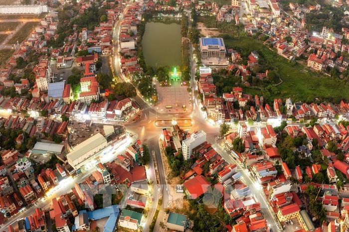 Trung tâm xã Hiệp Hòa đã đủ các tiêu chí để lên Phường. Ảnh: Danh Lam - TTXVN 