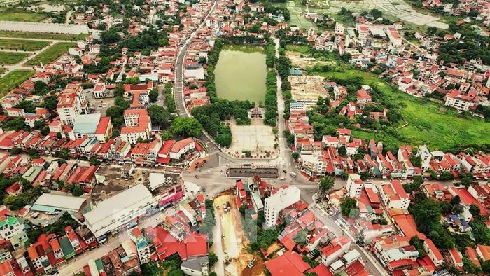 Trung tâm xã Hiệp Hòa đã đủ các tiêu chí để lên Phường. Ảnh: Danh Lam - TTXVN 