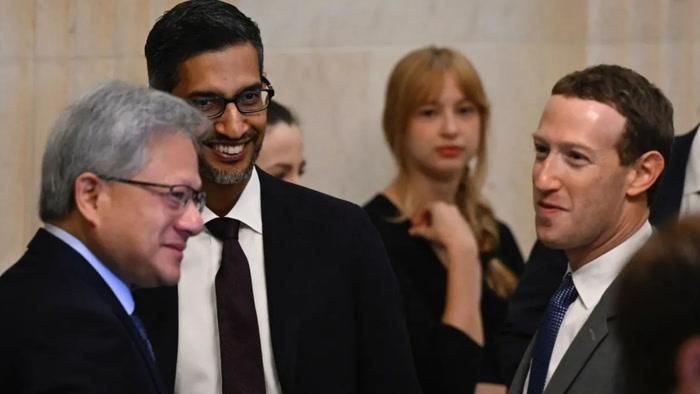 Jensen Huang, Sundar Pichai và Mark Zuckerberg (Từ trái sang phải). Ảnh: AFP