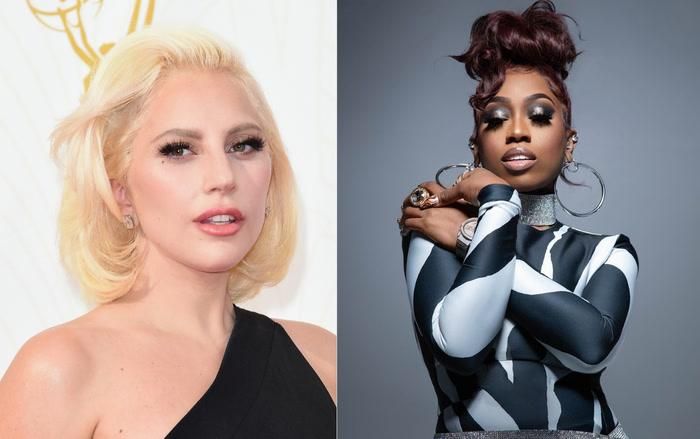 Ca sỹ Lady Gaga (trái) và ca sỹ Miss Elliott (phải).