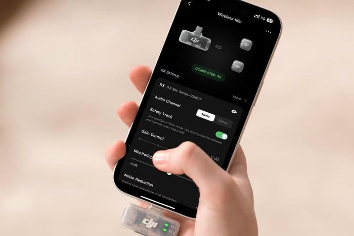 Điều chỉnh thông số trong giao diện cài đặt thiết bị của DJI Mimo