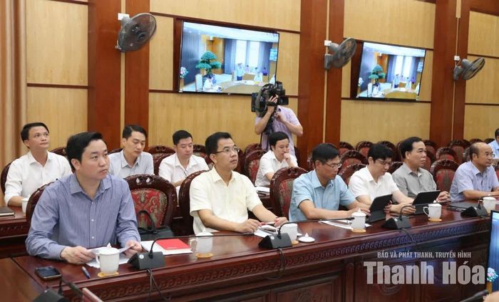 Các đại biểu dự hội nghị tại điểm cầu tỉnh Thanh Hóa.