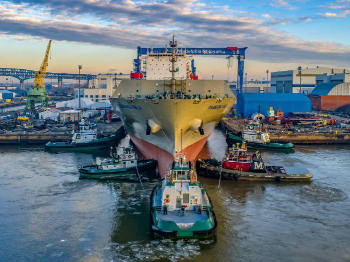 Toàn cảnh Nhà máy Đóng tàu Philly Shipyard của Mỹ. Ảnh: Hanwha.