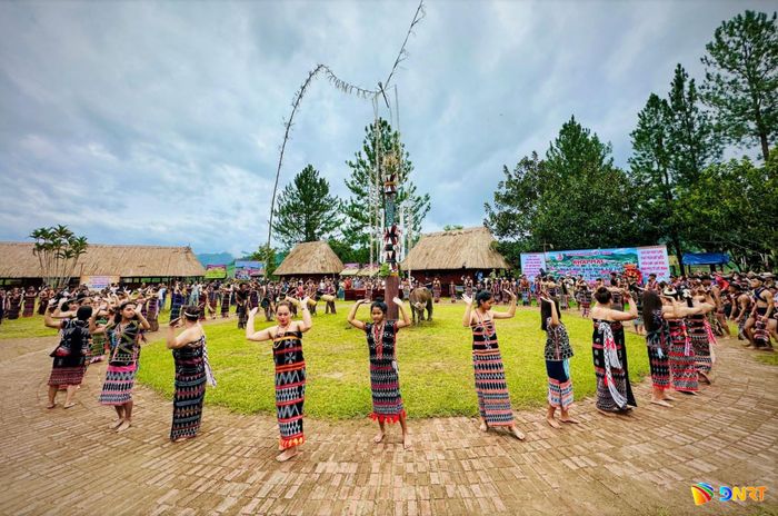 Các nghệ nhân Cơ Tu trình diễn vũ điệu tâng tung da dá trong ngày hội truyền thống. Ảnh: ALĂNG NGƯỚC