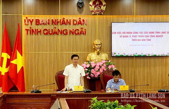 Đồng chí Đinh Hữu Học, Ủy viên Ban Thường vụ Tỉnh ủy, Phó Chủ tịch Thường trực UBND tỉnh Lạng Sơn phát biểu tại buổi làm việc