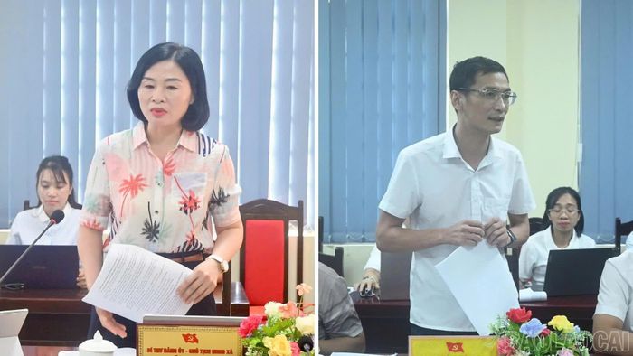 Lãnh đạo xã Dương Quỳ báo cáo tại buổi làm việc.