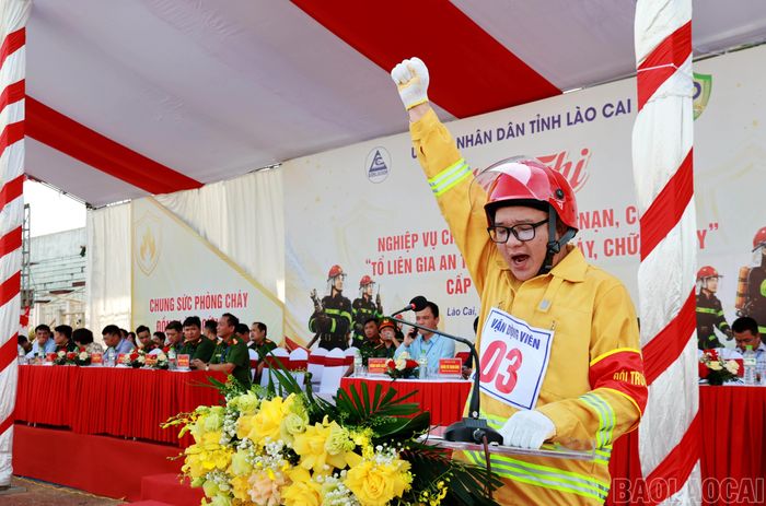 Đại diện vận động viên nêu quyết tâm tại hội thi.