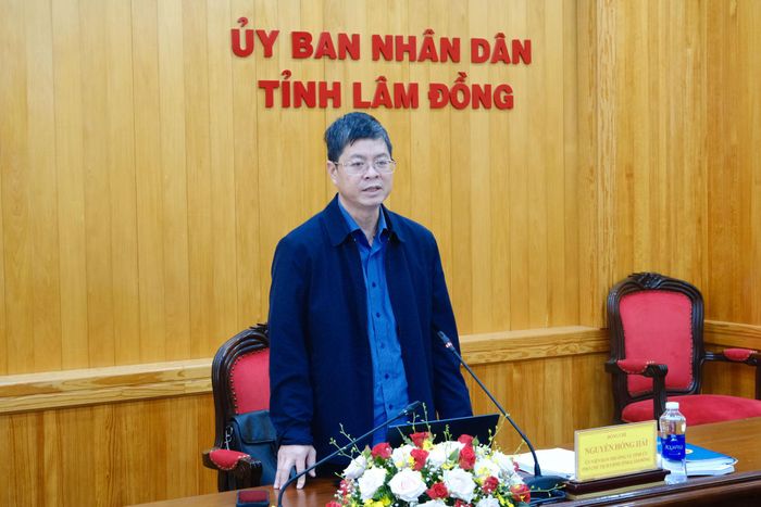 Đồng chí Nguyễn Hồng Hải, Ủy viên Ban Thường vụ Tỉnh ủy, Phó Chủ tịch UBND tỉnh Lâm Đồng phát biểu kết luận buổi làm việc