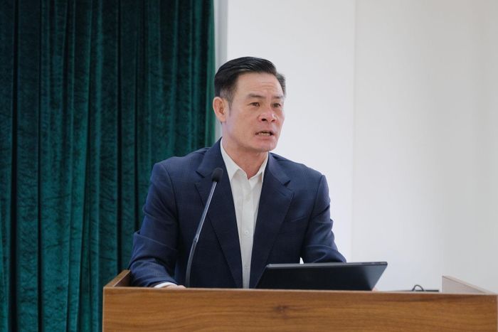 Phó Giám đốc Sở Nông nghiệp và Môi trường tỉnh Lâm Đồng Vũ Đình Cường phát biểu tại hội nghị