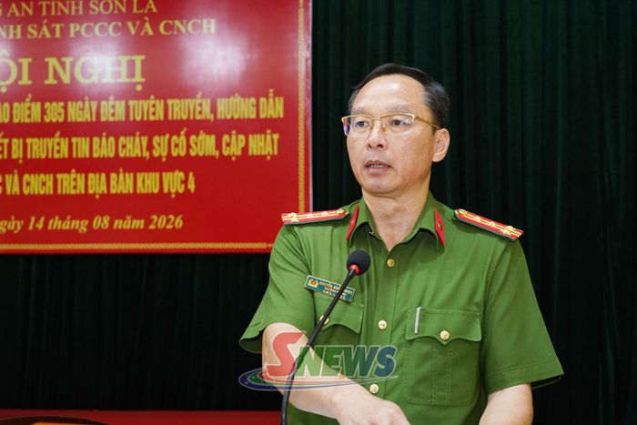Đại tá Nguyễn Khắc Ngọc, Trưởng phòng PC07 phát biểu tại hội nghị.