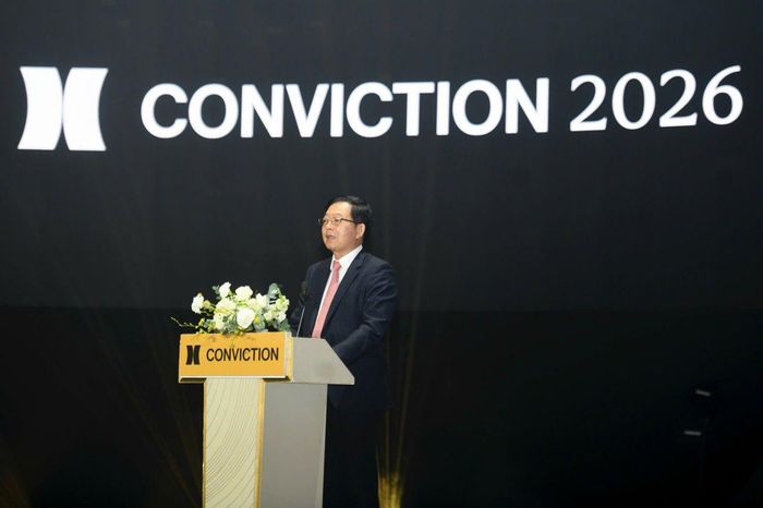 Phó Thủ tướng Chính phủ Hồ Quốc Dũng phát biểu tại Conviction 2026. Ảnh: BTC Conviction 2026 cung cấp.
