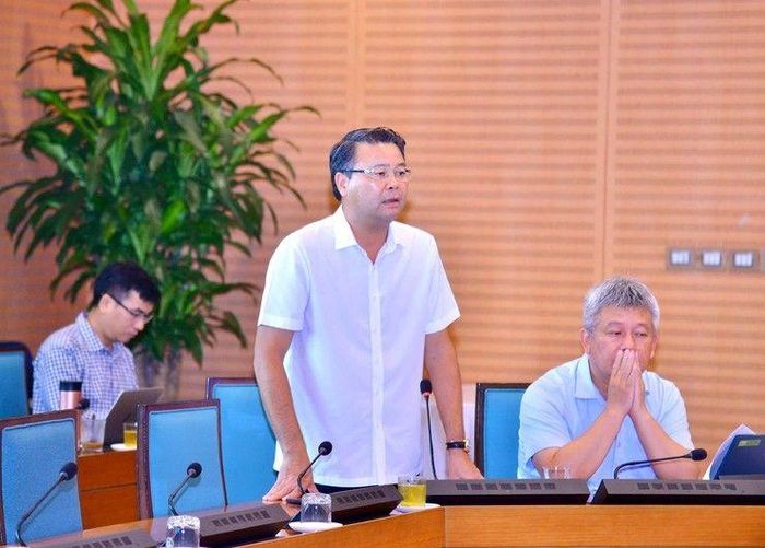 Giám đốc Ban Quản lý dự án đầu tư xây dựng công trình giao thông TP. Hà Nội Ngô Ngọc Vân phát biểu. Ảnh: Lê Hải