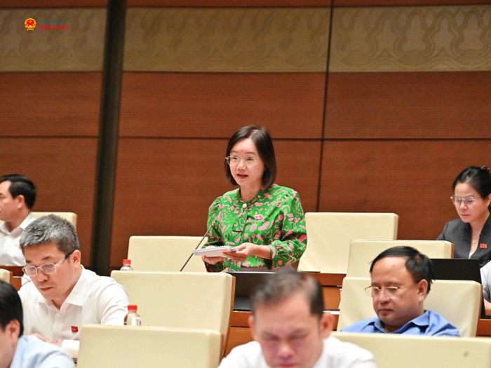 ĐBQH Thái Thị An Chung (Nghệ An) phát biểu tại Hội trường. Ảnh: Quang Khánh