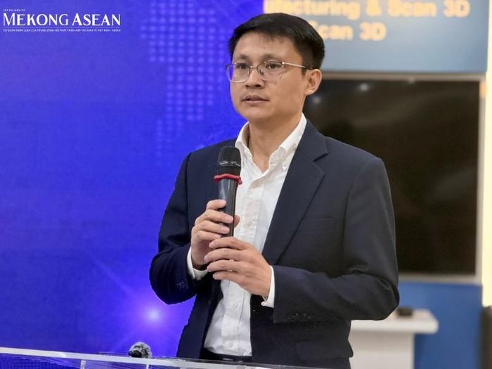 Phó Giám đốc Trung tâm Đổi mới sáng tạo quốc gia Võ Xuân Hoài phát biểu tại lễ phát động Vietnam - Asia Quantum Summit. Ảnh: Hà Anh/Mekong ASEAN.