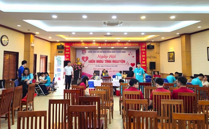 Quang cảnh chương trình Ngày hội Hiến máu tình nguyện ngày 14/8