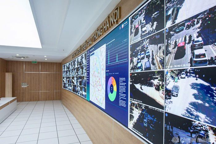 Hệ thống màn hình hiển thị dữ liệu gửi về từ Camera AI.