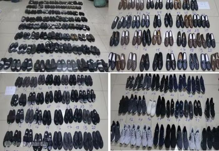Nhiều sản phẩm giày dép giả mạo nhãn hiệu nổi tiếng bị thu giữ.