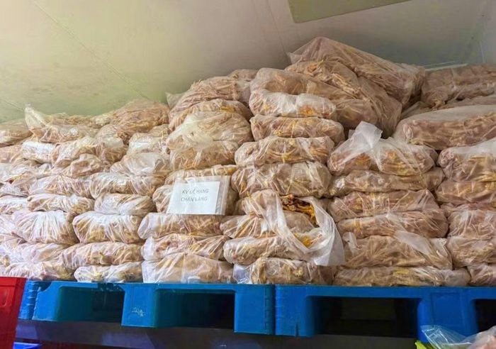 Số chân gà đông lạnh hết "đát" bị buộc tiêu huỷ.