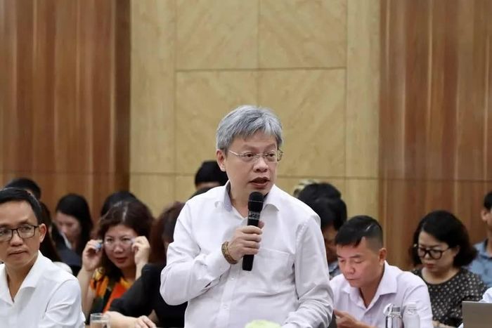 Ông Lê Quốc Vinh, Chủ tịch Le Group of Companies, Ủy viên Thường vụ, Trưởng ban Lý luận, Hiệp hội Phát triển Công nghiệp Văn hoá phát biểu. (Ảnh: Xuân Trường/ Báo Văn hóa)