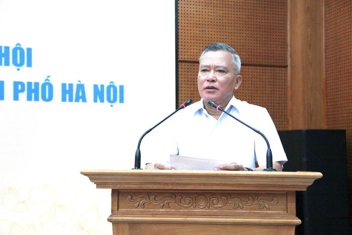 Ủy viên Đoàn Chủ tịch Ủy ban Trung ương MTTQ Việt Nam Nguyễn Văn Pha, Trưởng đoàn khảo sát phát biểu kết luận hội nghị. Ảnh: Lê Dung.