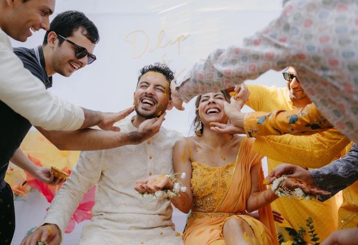  Lễ Haldi (trét bột màu) trong đám cưới của cặp đôi Kulvin Kaur và Dilip Bhagwan hồi tháng 3/2024. Ảnh: Kulvin Kaur. 