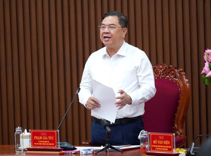 Ủy viên Bộ Chính trị, Phó Thủ tướng Thường trực Chính phủ Phạm Gia Túc phát biểu tại buổi làm việc