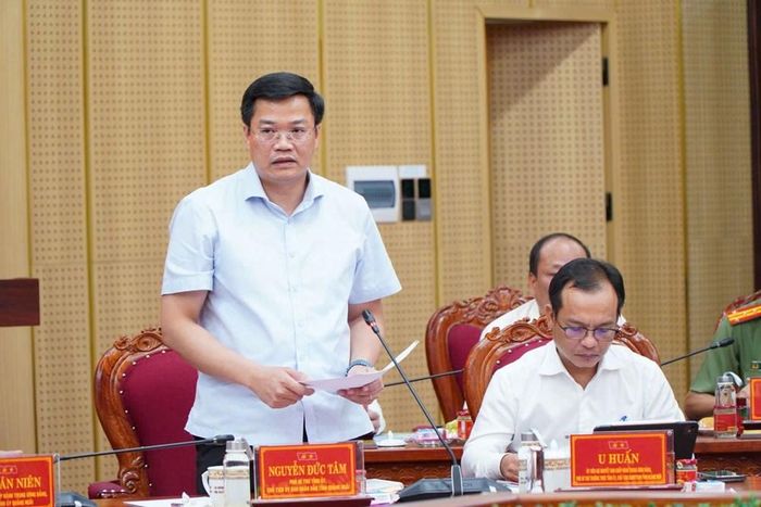 Phó Bí thư Tỉnh uỷ, Chủ tịch UBND tỉnh Quảng Ngãi Nguyễn Đức Tâm báo cáo tại buổi làm việc