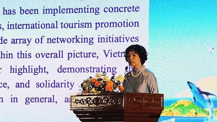 Đồng chí Cao Thị Ngọc Lan phát biểu tại sự kiện. (Ảnh: PHÚC THẮNG)