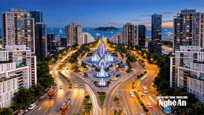 Phối cảnh không gian kiến trúc phân khu đô thị thương mại - du lịch trên trục Đại lộ Vinh - Cửa Lò. Ảnh: Thành Duy
