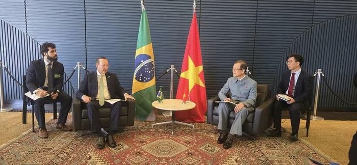 Đồng chí Lê Hồng Quang, Ủy viên Trung ương Đảng, Phó Trưởng Ban Nội chính Trung ương tại buổi làm việc với Nhóm Nghị sỹ Hữu nghị Brasil-Việt Nam. (Ảnh: Ban Nội chính Trung ương)