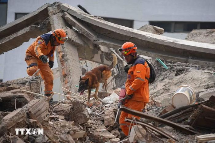 Cơ quan Khảo sát Địa chất Mỹ (USGS) tối 10/8/2026 cho biết một trận động đất có độ lớn 7,4 đã làm rung chuyển Colombia. Tâm chấn động đất nằm ở độ sâu 107 km, xảy ra gần thị trấn San José del Palmar, tỉnh Chocó, cách thủ đô Bogotá khoảng 400 km về phía Tây. Theo các nguồn tin cập nhật, động đất đã khiến ít nhất 287 người thiệt mạng, khoảng 4.000 người bị thương, hàng nghìn tòa nhà bị hư hại. Công tác cứu hộ, tìm kiếm người mất tích vẫn đang được triển khai. (Ảnh: THX, AA/TTXVN phát)