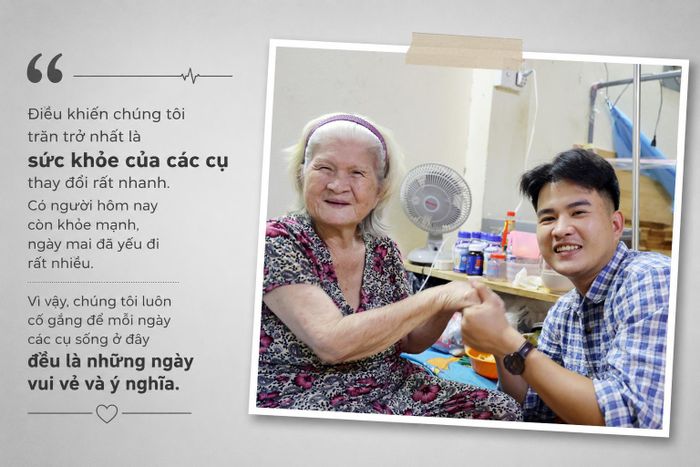 Anh Nguyễn Đắc Quý thường xuyên hỏi thăm sức khỏe các cụ ở xóm trọ Sài Gòn Bao Dung.
