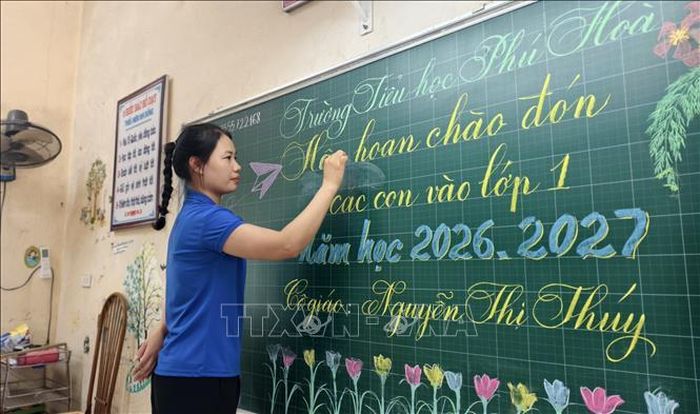 Công tác chuẩn bị năm học mới Trường Tiểu học Phú Hòa, xã Lương Tài, tỉnh Bắc Ninh đã sẵn sàng. Ảnh: Thái Hùng/TTXVN