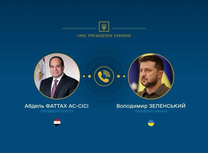 Tổng thống Ai Cập Abdel Fattah al-Sisi điện đàm với Tổng thống Ukraine Volodymyr Zelensky. Ảnh: Presidency.eg.