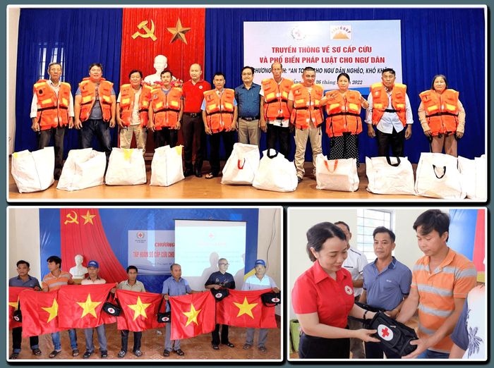 Chương trình “Đồng hành cùng ngư dân” góp phần bảo đảm an toàn cho ngư dân trong mỗi chuyến biển. Ảnh: Hội Chữ thập đỏ thành phố Đà Nẵng