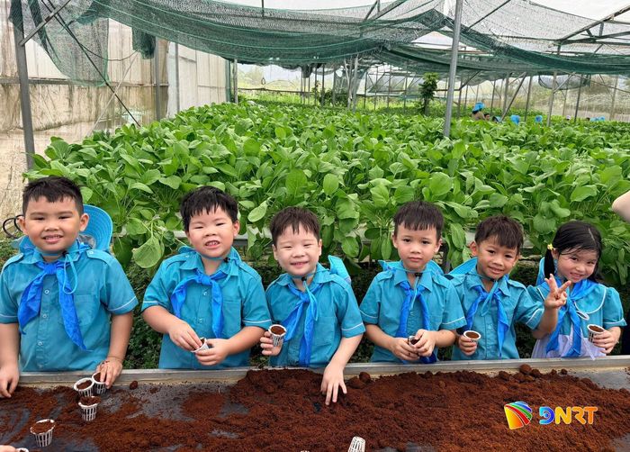 Học sinh tham quan vườn rau Túy Loan. Ảnh: KHÔI NGUYÊN