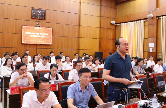 Lãnh đạo Sở Nông nghiệp và Môi trường tham gia ý kiến tại buổi làm việc. 