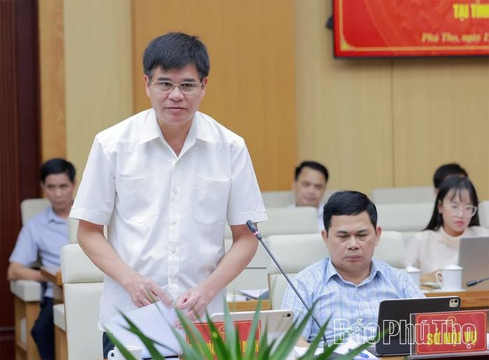 Giám đốc Sở Văn hóa, Thể thao và Du lịch Dương Hoàng Hương báo cáo tại buổi làm việc.