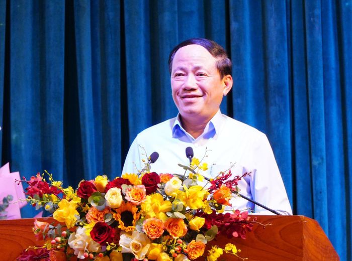 Chủ tịch UBND tỉnh Gia Lai Phạm Anh Tuấn phát biểu tại hội thảo. (Ảnh: Kim Loan)