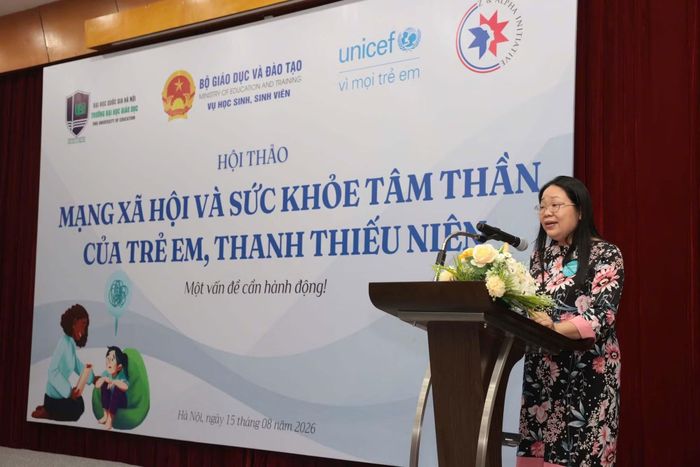 Bà Lê Anh Lan, đại diện UNICEF tại Việt Nam phát biểu tại hội thảo.