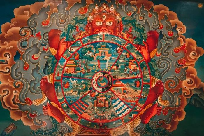 Mandala thể hiện bánh xe nghiệp (Karma), Kathmandu, Nepal. | Unsplash, Creative Commons.
