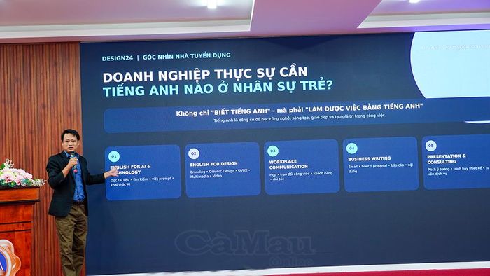 Ông Nguyễn Hoài Anh, Giám đốc Học viện Design 24 (Tp Cần Thơ), chia sẻ về yêu cầu của doanh nghiệp đối với năng lực ngôn ngữ, đặc biệt là tiếng Anh, của sinh viên trong bối cảnh hội nhập và thị trường lao động ngày càng đòi hỏi cao về kỹ năng giao tiếp, làm việc trong môi trường quốc tế.